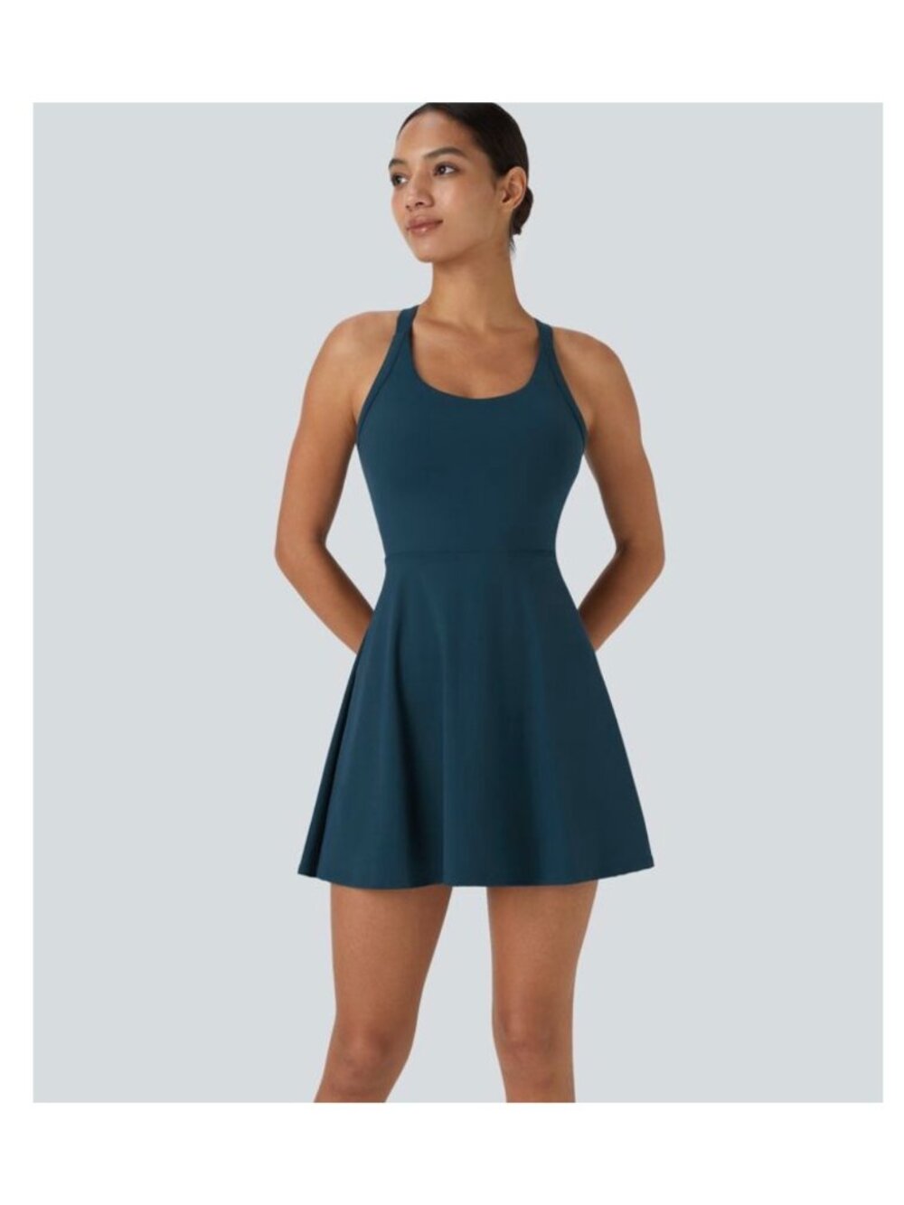 Halara Navy Sz Small Backless Twisted Active tennis Dress In Majolica Blue With